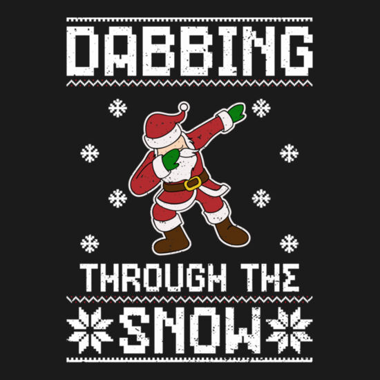 Dabbing Through The Snow  Ugly Christmas Classic TShirt12 Thumbnail