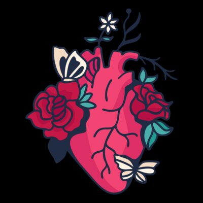 flower butterfly heart symbol red by Vexels