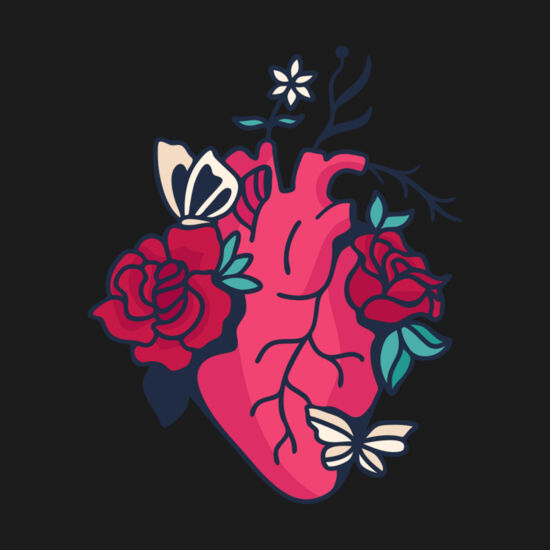 flower butterfly heart symbol red by Vexels Thumbnail