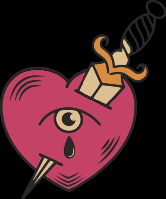 Heart pierced by dagger