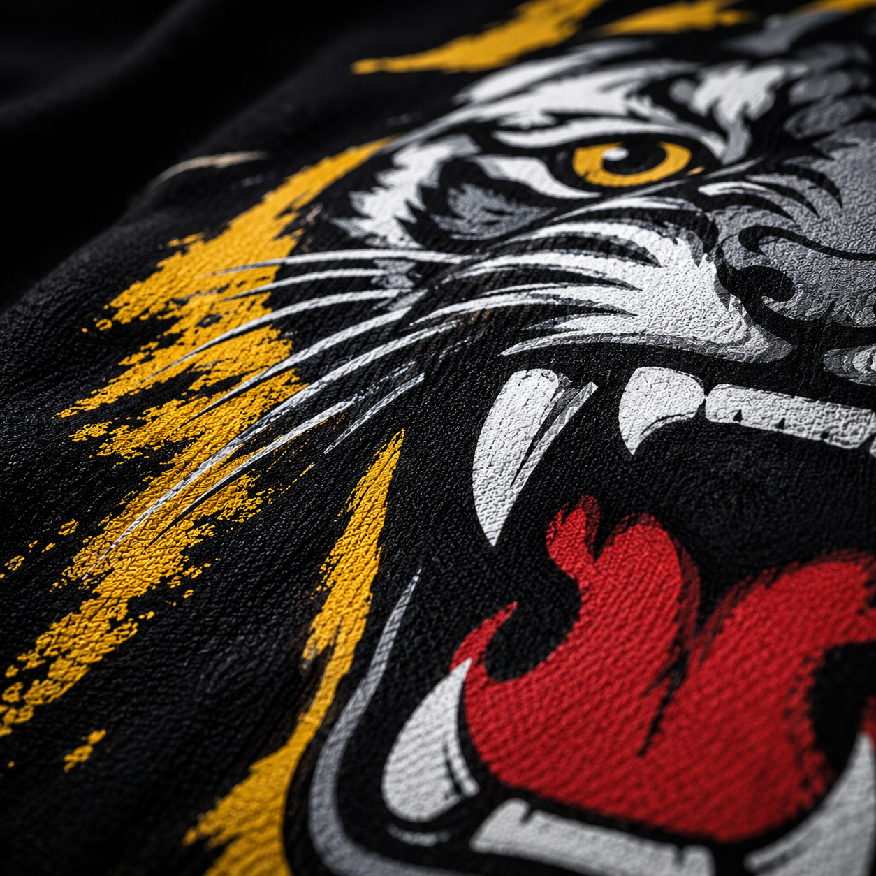 Premium screen printed tiger design on a custom t-shirt